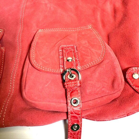 Via Repubblica Fushcia Pink Suede Handbag NWT - Picture 2 of 10